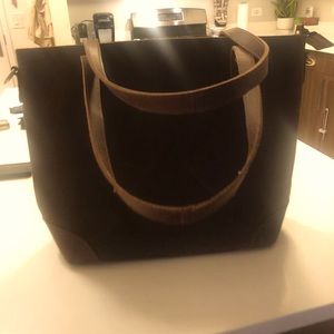 Dark brown leather tote